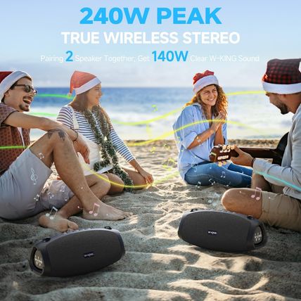 W-KING Portable Loud Speakers Bluetooth Wireless, 120W Max IPX6 Waterproof Outdo