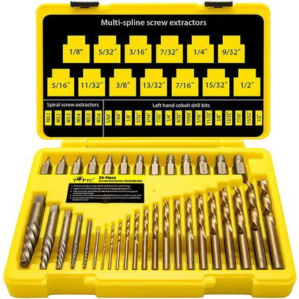 Topec 35-Piece Screw Extractor and Left Hand Drill Bits Set, Easy Out Screw Extr
