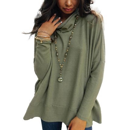 Jungle Green Cowl Neck Shift Tunic Top