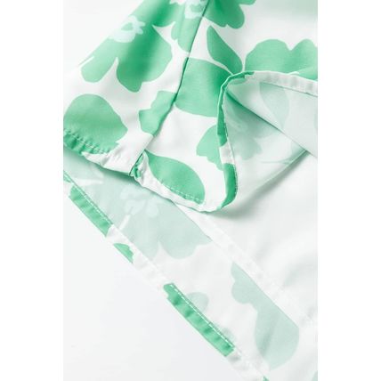 Green Flower Print Knotted Straps Square Neck Romper