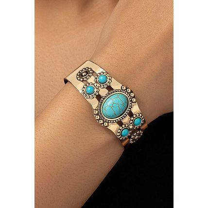 Gold Vintage Boho Turquoise Cuff Bracelet