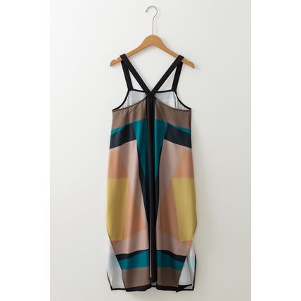 Brown Retro Geometric Printed Y Back Sleeveless Dress