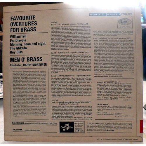 Favourite Overtures For Brass 1968 - Men O' Brass - Harry Mortimer - TWO 225