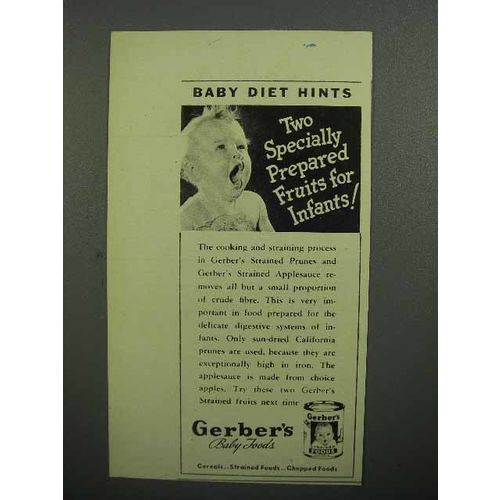 1943 Gerber's Baby Food Ad - Specially Prepared Fruits