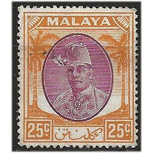 Kelantan 1951 SG74 25c Purple & Orange Mounted Mint . ..