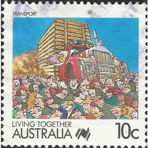 AUSTRALIA, Living Together, Transport, blue 1988, 10c, #2