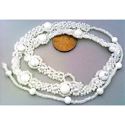 White Howlite Beaded Daisy Chain Gemstone Choker Necklace