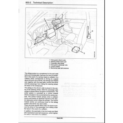 Saab 900 Airbag Workshop Manual 1994 199321052 PDF