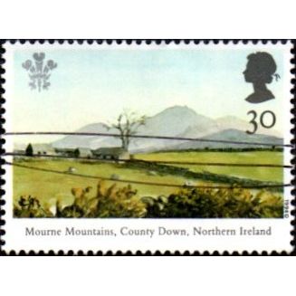 1994 25th Anniv.Prince Charles Investiture, 30p Value. Mourne Mountais. Pen Canc