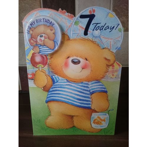 Age 7 Birthday Card with Badge (boys) - 008