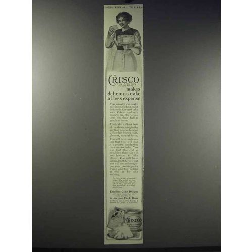 1913 Crisco Shortening Ad - Makes Delicious Cake