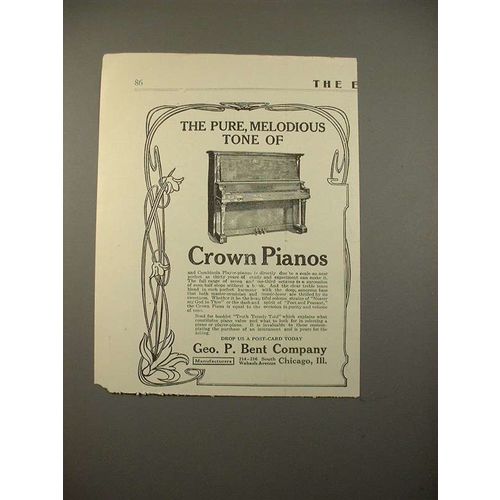 1913 Crown Piano Ad - Pure Melodious Tone