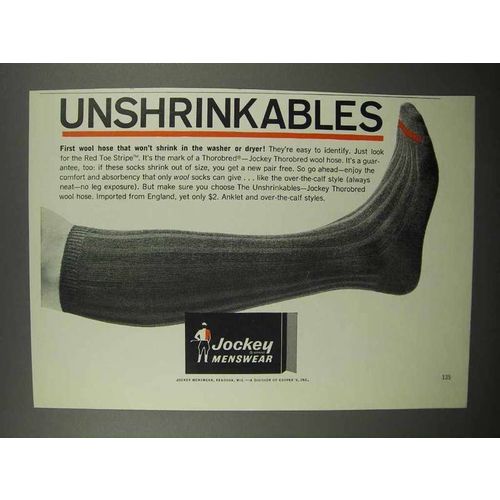 1965 Jockey Thorobred Wool Hose Socks Ad!