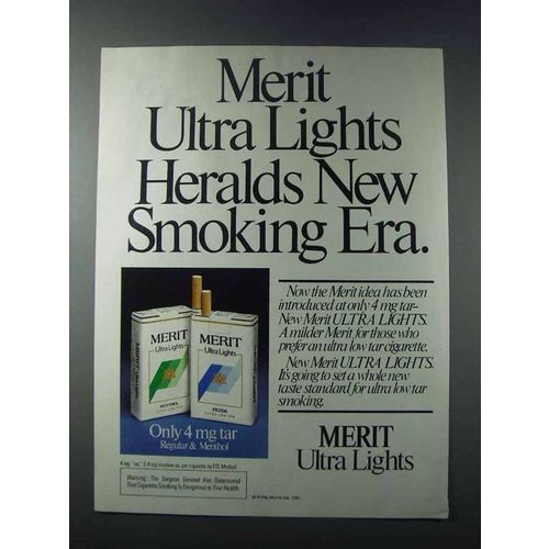1981 Merit Ultra Lights Cigarettes Ad - Heralds New Era