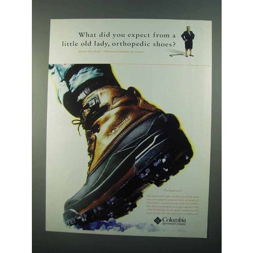 1996 Columbia Bugabootoo Boot Ad - A Little Old Lady