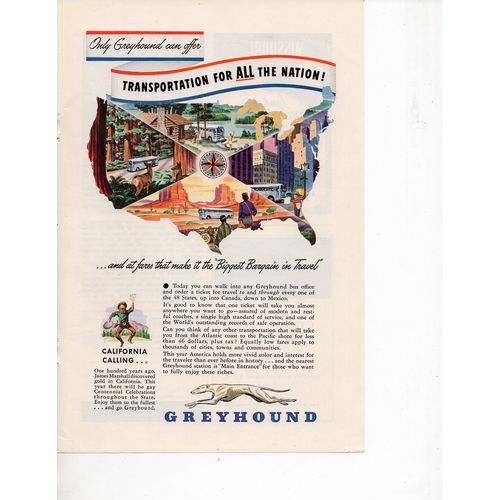 Greyhound Bus vintage magazine Print Ad March 1948