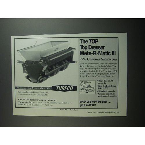 1991 Turfco Mete-R-Matic III Dressers Ad - The TOP top dresser