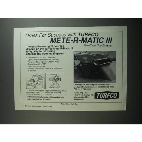 1991 Turfco Mete-R-Matic III Dressers Ad - Dress for success with Turfco