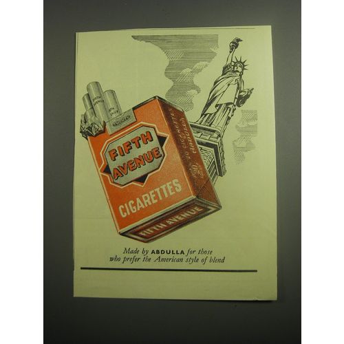 1948 Abdulla Fifth Avenue Cigarettes Ad - Statue of Liberty