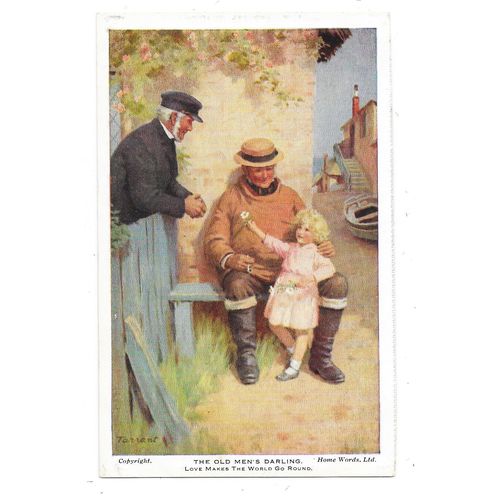 EARLY ARTIST DRAWN POSTCARD BY MARGARET TARRANT "THE OLD MEN'S DARLING" (980)