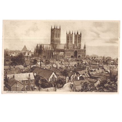 LINCOLN CATHEDRAL.. unused vintage postcard by Harvey Barton =