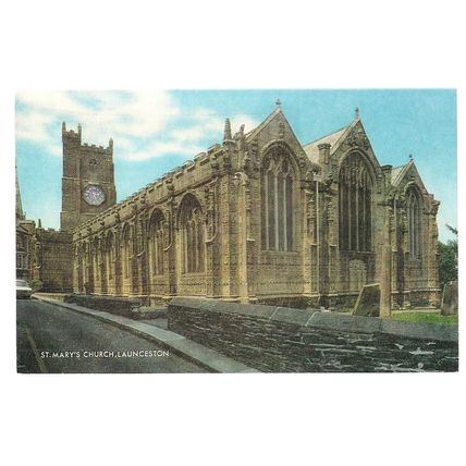 ST. MARY'S CHURCH, LAUNCESTON, CORNWALL, unused vintage postcard by J. Salmon =