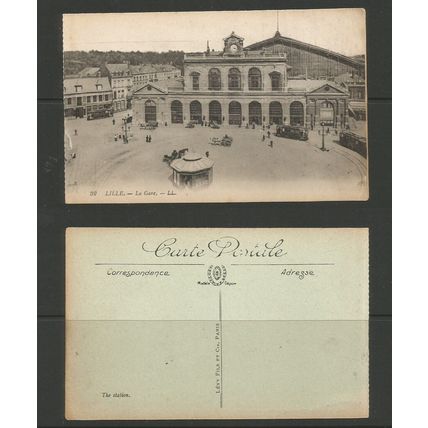 France Postcard Lille Railway Station, Le Gare Unused