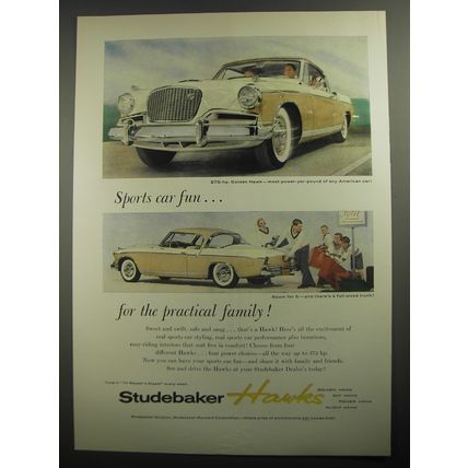 1956 Studebaker Golden Hawk Car Ad - Sports car fun.. for the practical family