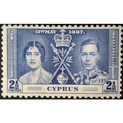 Stamp Cyprus SG150 1937 2 1/2Pia King George VI Coronation Mint Hinged