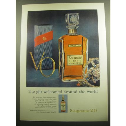 1958 Seagram's V.O. Whisky Ad - The gift welcomed around the world