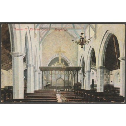Interior, St Nicholas Church, Brighton, Sussex, 1906 - Empire Series Postcard