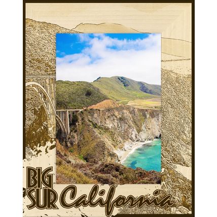 Big Sur California Laser Engraved Wood Picture Frame Portrait (5 x 7)