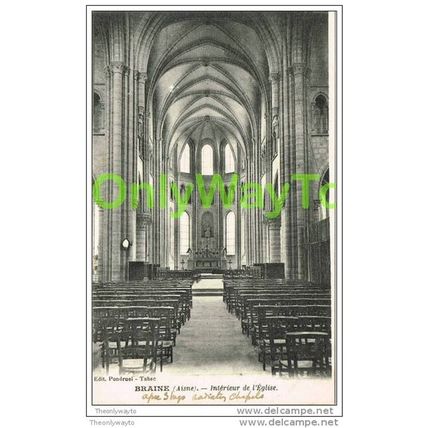 BRAINE (AISNE) INTERIEUR DE L'EGLISE, FRANCE, c1920s?, Postcard