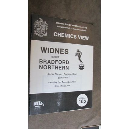1977 Rugby Football League programme - Widnes v Bradford Northern