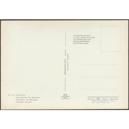 Aeropuerto de Barajas, Madrid, c.1960s - Dominguez Tarjeta Postal
