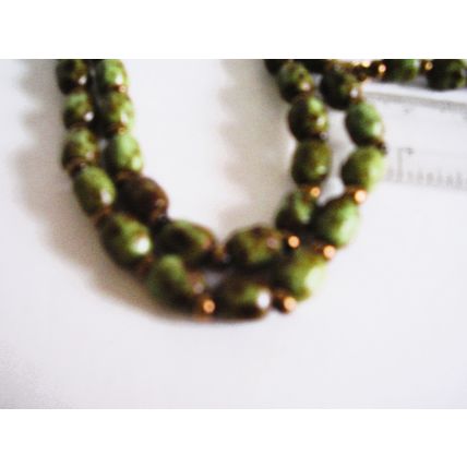 Vintage Retro Murano Green Agate Scottish Pebble Glass Bead 52" Necklace