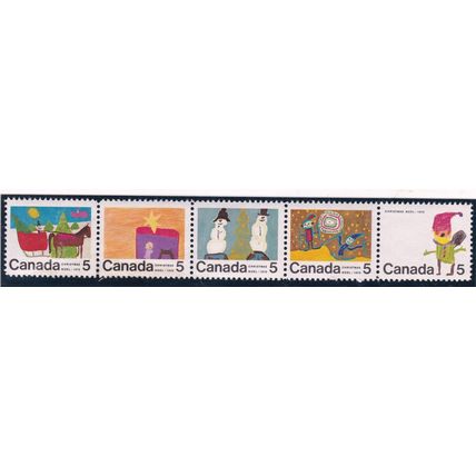 Canada 1970 5c Strip of 5 Mint Never Hung SG 661a VGC