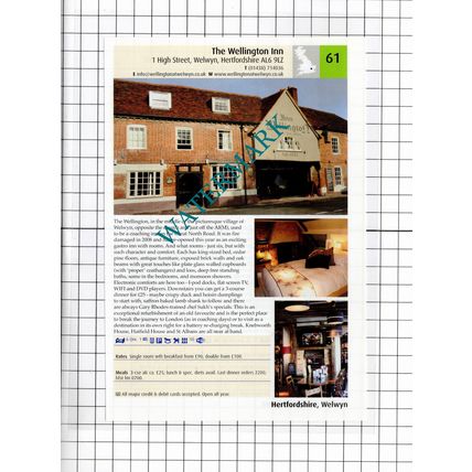 Wellington Inn Welwyn Hertfordshire The Hoste Arms Burnham Market - 2011 Advert