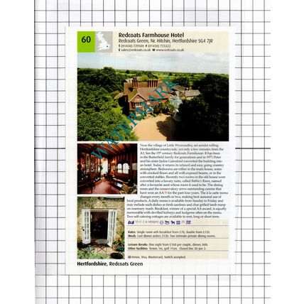 Pendley Manor Hotel Tring Hertfordshire / Redcoats Green Hotel - 2011 Advert