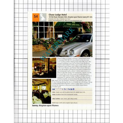 Millstream Hotel Bosham Sussex / Chase Lodge Hotel Hampton Wick - 2011 Advert