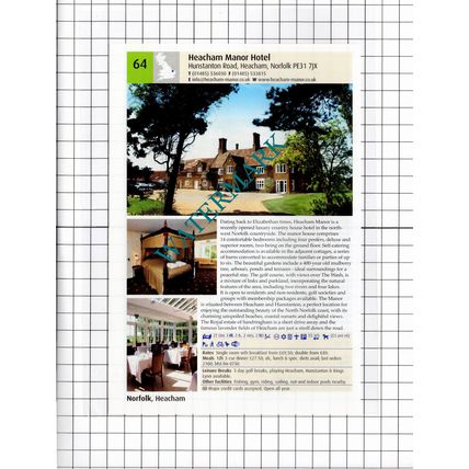 The Norfolk Mead Hotel Coltishall Norfolk / Heacham Manor Norfolk - 2011 Advert