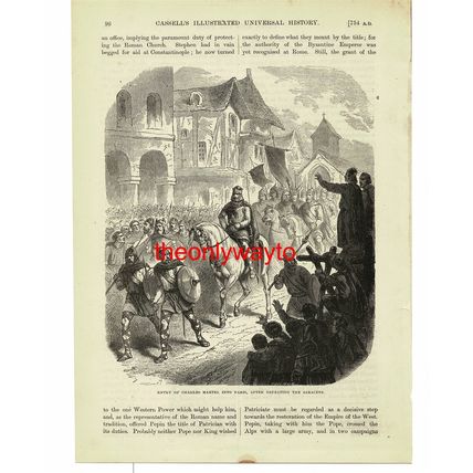 Charles Martel Enters Paris After Battle, Book Illustration (Print), 1889
