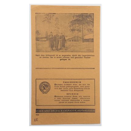 Original WW2 Russian/Soviet Air Drop Propaganda Leaflet. - Code 1026. - 1942.