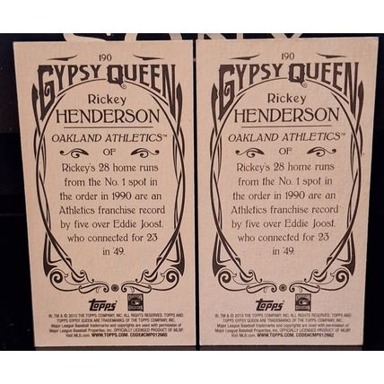 RICKEY HENDERSON 2015 TOPPS GYPSY QUEEN MINI BROWN VARIATION BASEBALL CARD #190