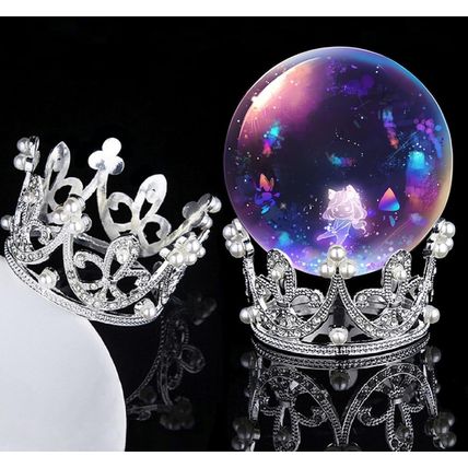2 Pcs Crystal Ball Stands, Metal Sphere Stands, Globe Stone Holders, Silver