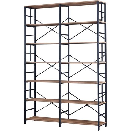 HOMISSUE Bookshelf, Industrial Double Wide 7-Tier Bookshelves, 84" Tall Bookcase