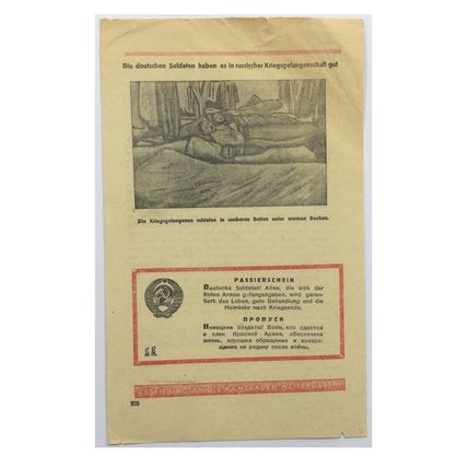 Original WW2 Soviet/Russian Air Drop Propaganda Leaflet. - Code 923. - 1942.
