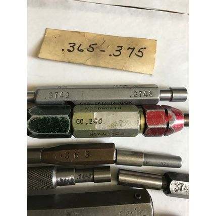 LOT MIXED GO NO GO PLUG GAGES .3755,.3765,.3743,.3748,.370,.375,.3745,  .3735,ES