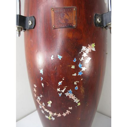 World Beat Percussion Natural Wood Caribe Conga Drum Mahogany Red 21" Tall