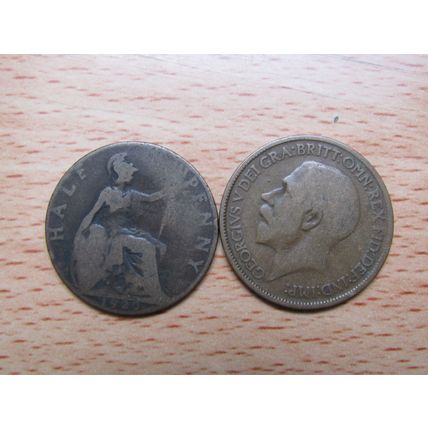 GB 1920 George V 1/2d Half Penny Coin